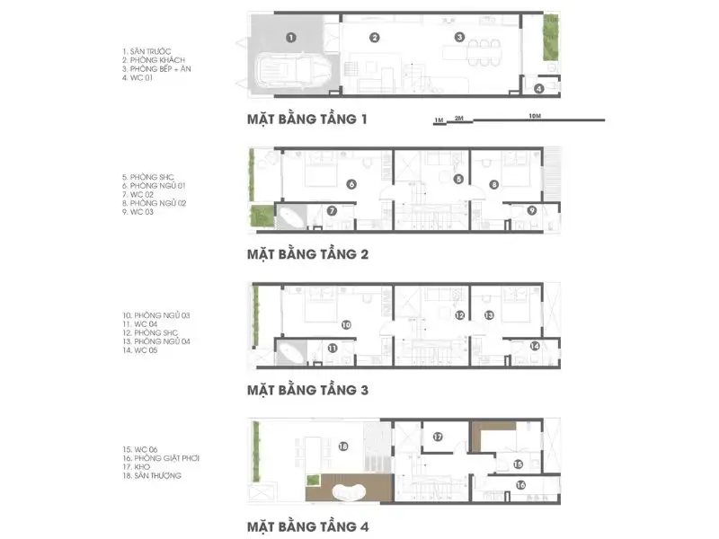 Thiết kế mẫu nhà lệch tầng 5x15 4 phòng ngủ tông màu đen xám mang đến vẻ ngoài sang trọng và huyền bí Xây dựng Nhất Tín 1