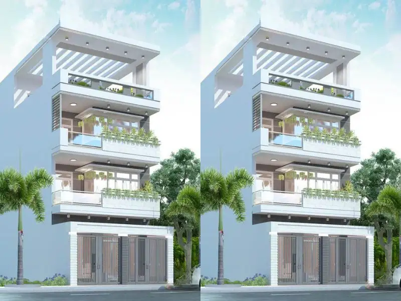 Thiết kế nhà 2 cổng bằng inox tối ưu chi phí Xây dựng Nhất Tín 1