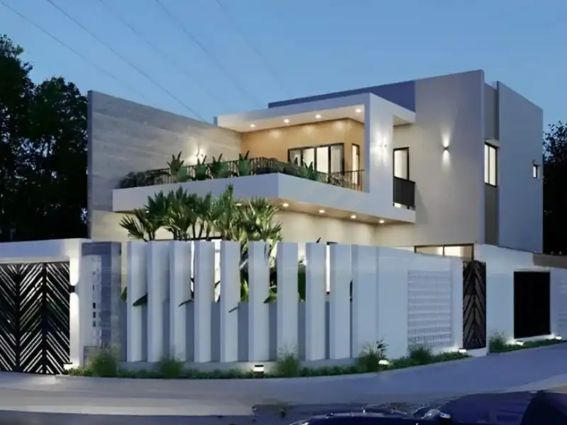 Thiết kế nhà 2 cổng bằng inox tối ưu chi phí Xây dựng Nhất Tín 1