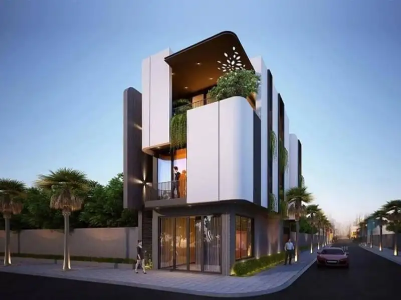 Thiết kế nhà góc 2 mặt tiền làm Showroom trưng bày sản phẩm Xây dựng Nhất Tín 1