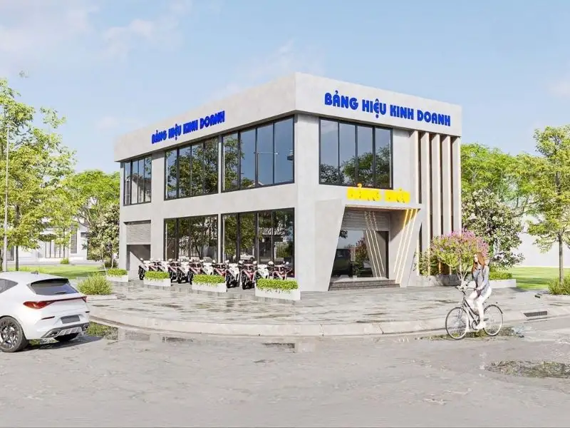 Thiết kế nhà góc 2 mặt tiền làm Showroom trưng bày sản phẩm Xây dựng Nhất Tín 1