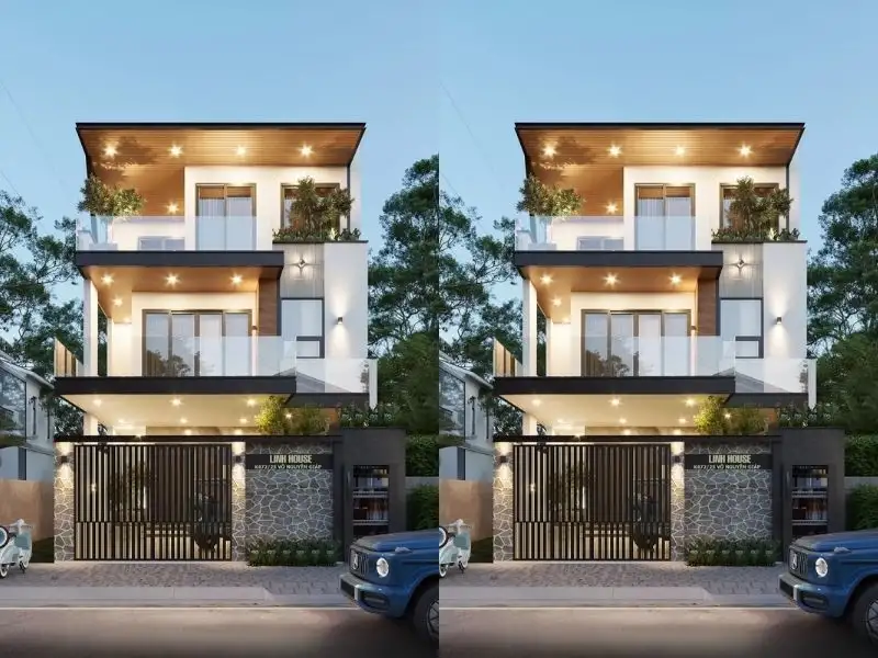 Thiết kế nhà mái bằng sở hữu gara xe gọn gàng và thuận tiện Xây dựng Nhất Tín 1