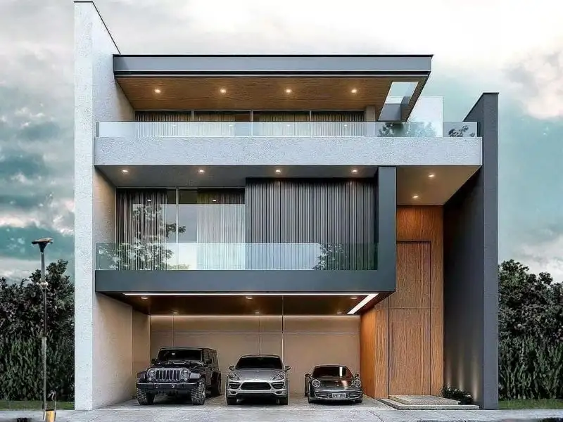 Thiết kế nhà mái bằng sở hữu gara xe gọn gàng và thuận tiện Xây dựng Nhất Tín 1