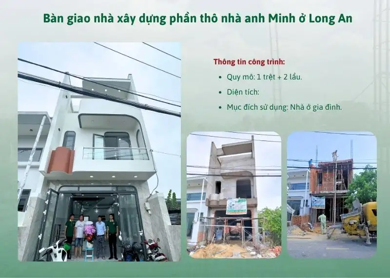 Bàn giao nhà xây dựng phần thô nhà anh Minh ở Long An Xây dựng Nhất Tín 1