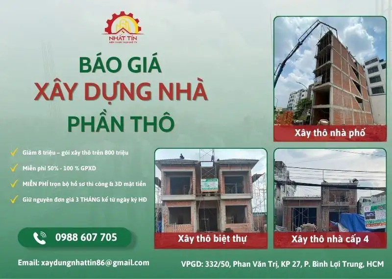 Báo giá xây dựng phần thô 2026 - Nhận Dự Toán CHUẨN Xây dựng Nhất Tín