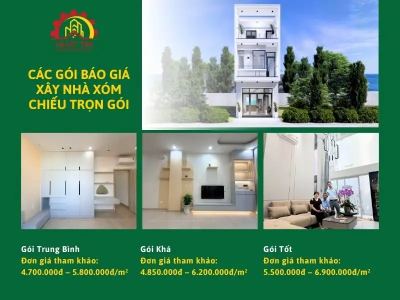Các gói báo giá xây nhà Xóm Chiếu trọn gói Xây dựng Nhất Tín