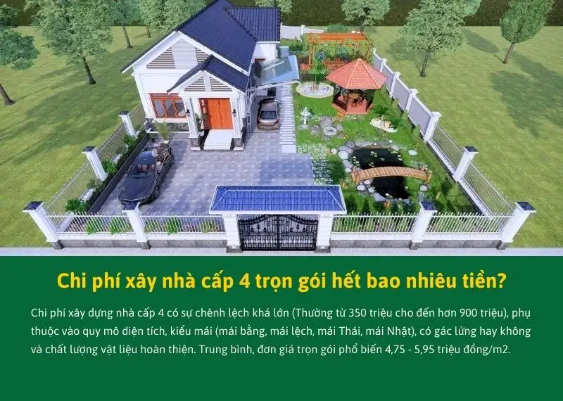 Chi phí xây nhà cấp 4 trọn gói hết bao nhiêu tiền Xây dựng Nhất Tín