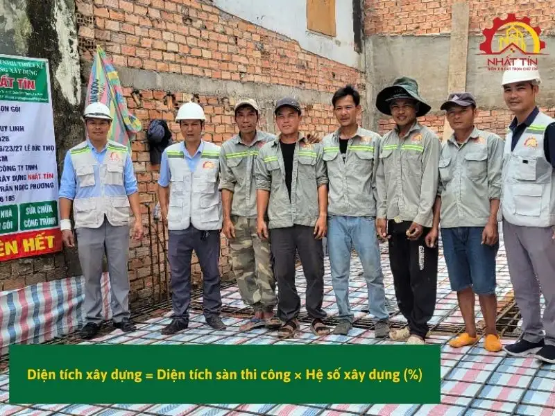 Diện tích thi công thực tế Xây dựng Nhất Tín