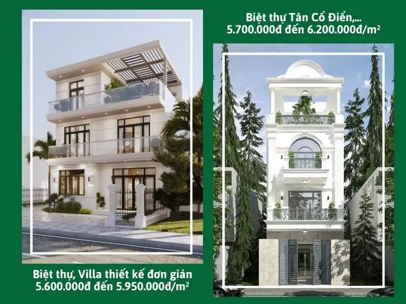 Đơn giá xây biệt thự, villa Xây dựng Nhất Tín