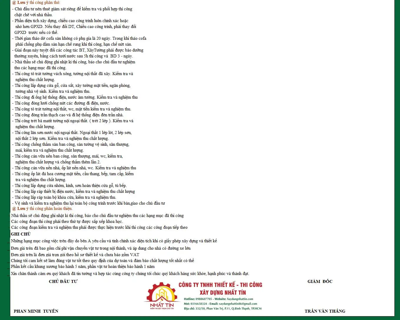 Dự toán chi phí xây nhà trọn gói bằng Excel – Công trình gia đình Bác Tuyến do Xây dựng Nhất Tín thực hiện (13)
