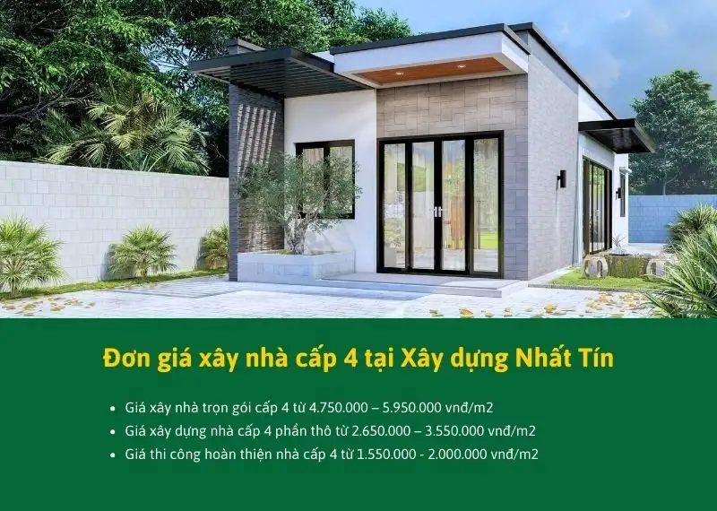 Giá xây nhà cấp 4 bao nhiêu tiền một mét vuông Xây dựng Nhất Tín