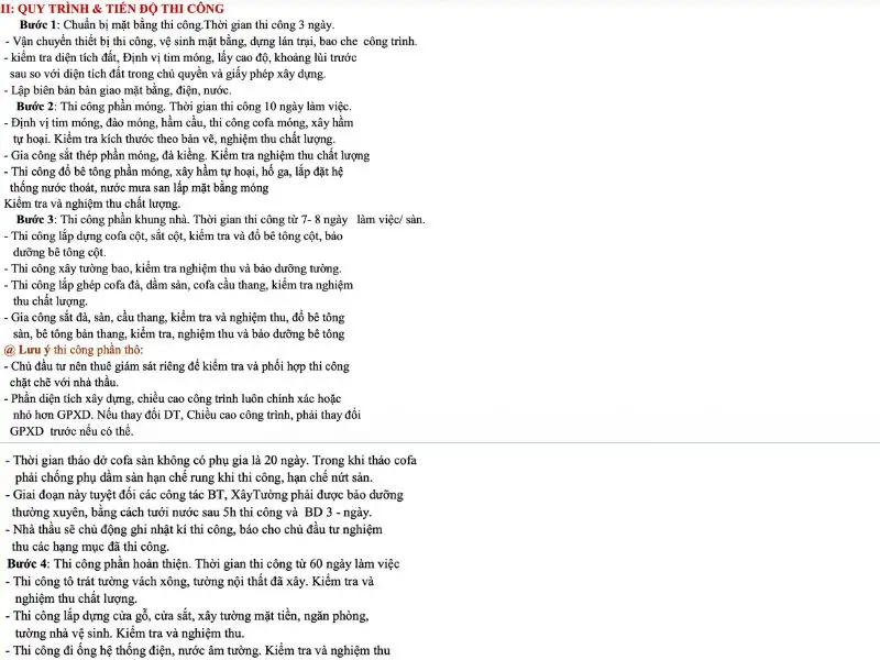 Quy định vật tư cụ thể Xây dựng Nhất Tín 1