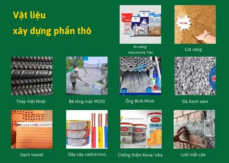 Vật liệu xây dựng phần thô áp dụng cho các công trình hcm tại Xây dựng Nhất Tín