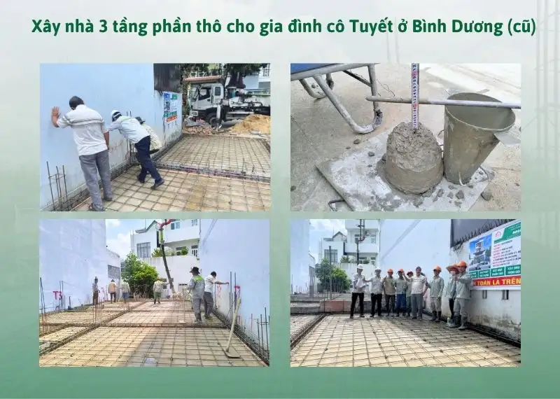 Xây nhà 3 tầng phần thô cho gia đình cô Tuyết ở Bình Dương (cũ) Xây dựng Nhất Tín 1