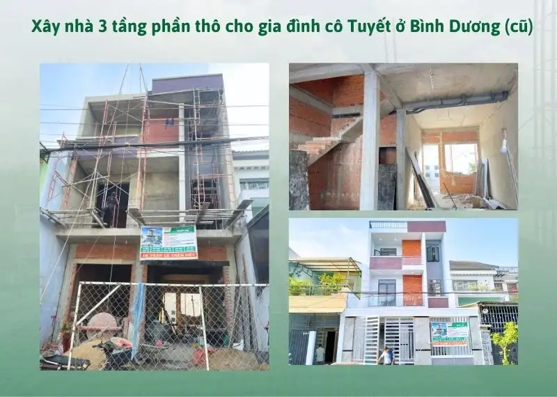 Xây nhà 3 tầng phần thô cho gia đình cô Tuyết ở Bình Dương (cũ) Xây dựng Nhất Tín 1
