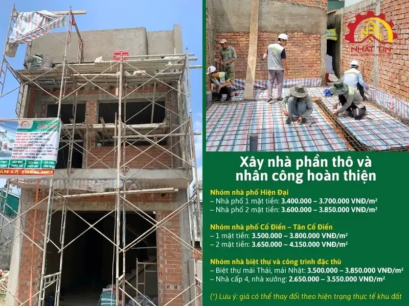Xây nhà phần thô và nhân công hoàn thiện Xây dựng Nhất Tín