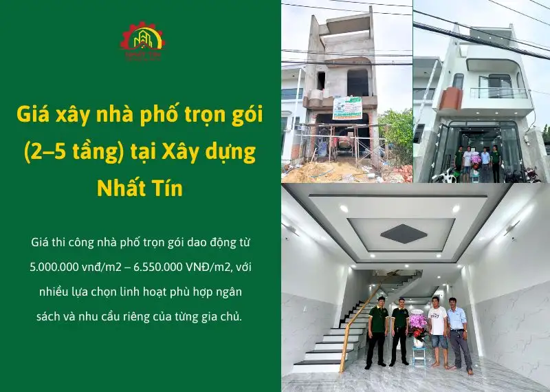 thi công nhà phố 2–5 tầng tại Xây dựng Nhất Tín