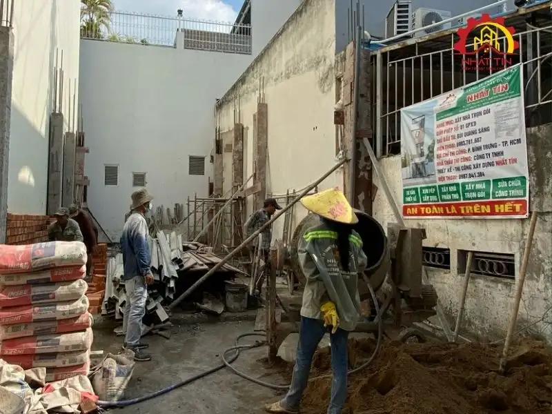 Giai đoạn thi công phần thô – Từng bước dựng nên khung nhà vững chắc Xây dựng Nhất Tín 1