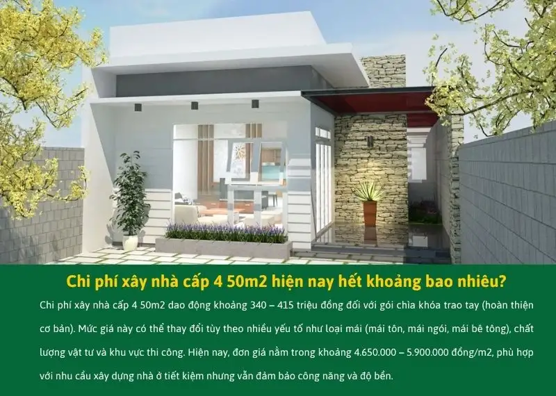Chi phí xây nhà cấp 4 50m2 hiện nay hết khoảng bao nhiêu Xây dựng Nhất Tín