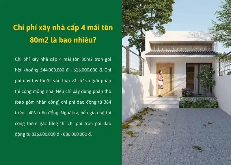 Chi phí xây nhà cấp 4 mái tôn 80m2 hiện nay là bao nhiêu Xây dựng Nhất Tín