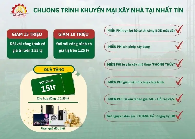 Chương trình khuyến mại khi xây nhà tại Xây dựng Nhất Tín