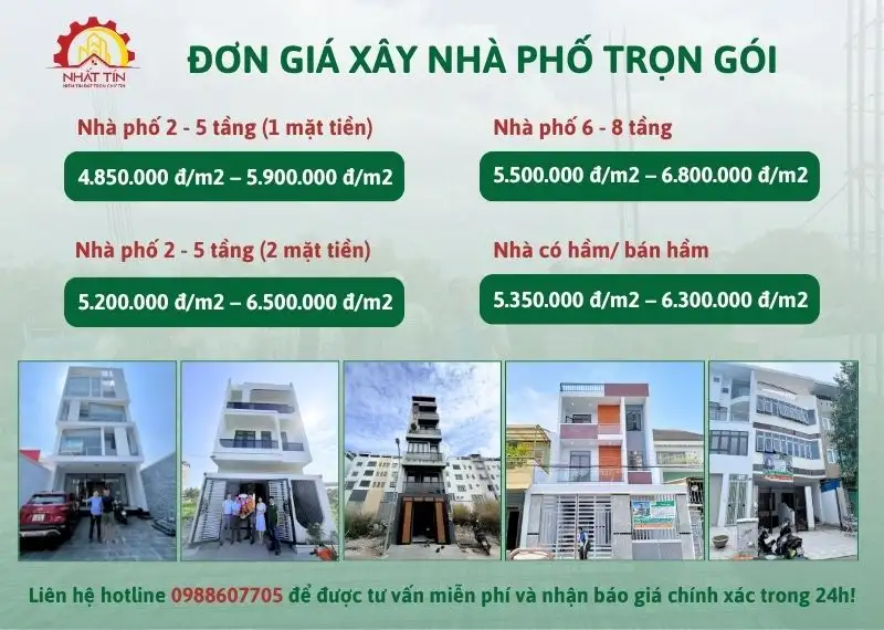 Đơn Giá xây nhà phố trọn gói Xây dựng Nhất Tín