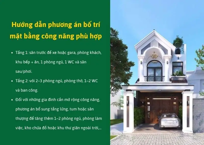 Hướng dẫn phương án bố trí mặt bằng công năng nhà 2 tầng 100m2 phù hợp Xây dựng Nhất Tín