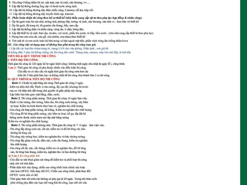 Mẫu dự toán chi phí xây dựng chi tiết Xây dựng Nhất Tín 1