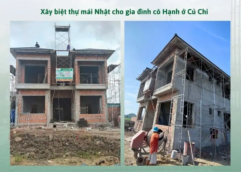 Xây biệt thự mái Nhật cho gia đình cô Hạnh ở Củ Chi Xây dựng Nhất Tín