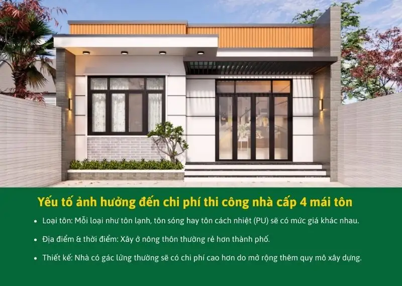 Yếu tố ảnh hưởng đến chi phí thi công nhà cấp 4 mái tôn Xây dựng Nhất Tín