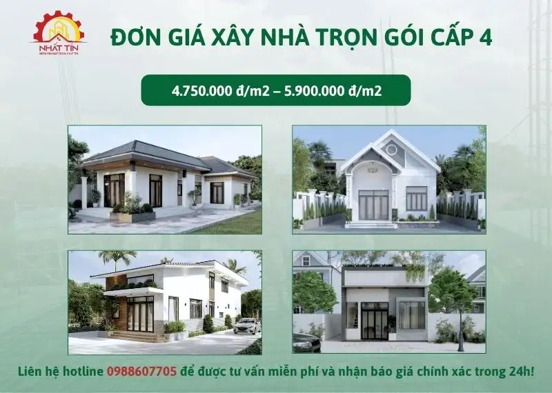 đơn Giá xây nhà trọn gói cấp 4 Xây dựng Nhất Tín