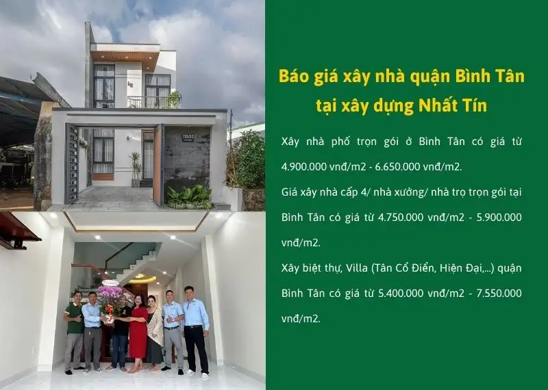 Báo giá xây nhà quận Bình Tân tại xây dựng Nhất Tín