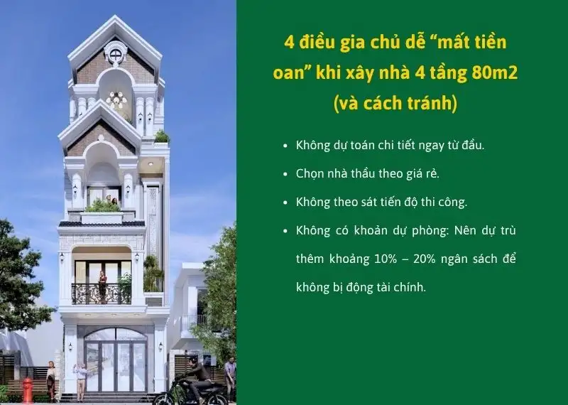 Các điều gia chủ dễ “mất tiền oan” khi xây nhà 4 tầng 80m2 Xây dựng Nhất Tín