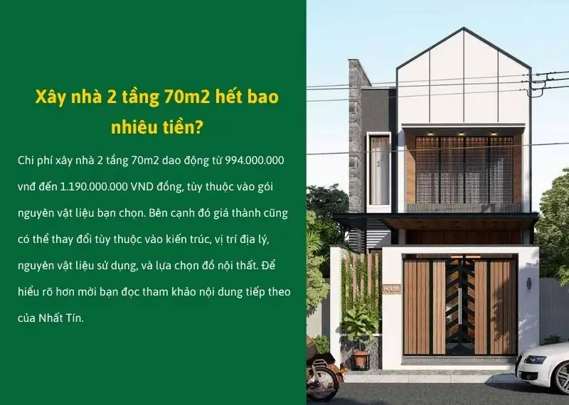 Chi phí Xây nhà 2 tầng 70m2 hết bao nhiêu tiền Xây dựng Nhất Tín