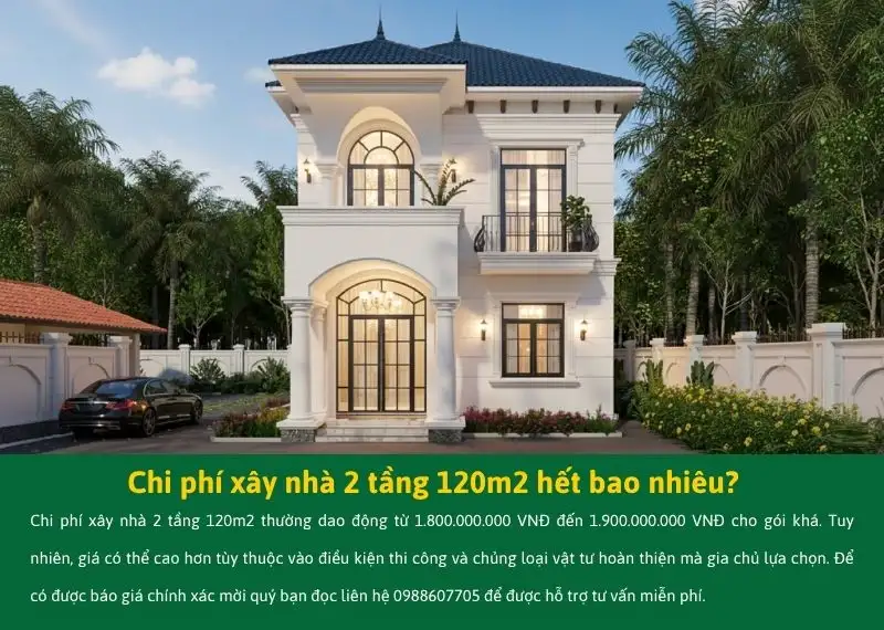 Chi phí xây nhà 2 tầng 120m2 hết bao nhiêu Xây dựng Nhất Tín