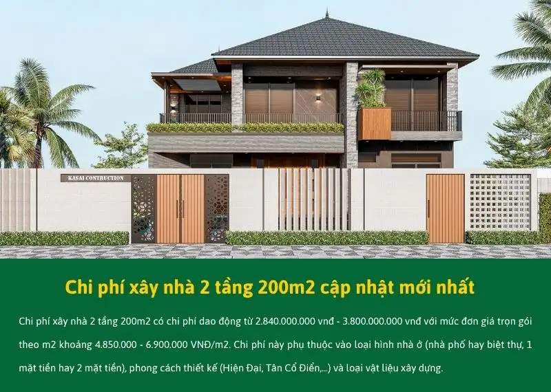 Chi phí xây nhà 2 tầng 200m2 cập nhật mới nhất Xây dựng Nhất Tín