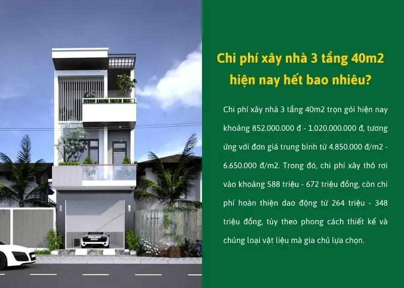 Chi phí xây nhà 3 tầng 40m2 hiện nay hết bao nhiêu Xây dựng Nhất Tín