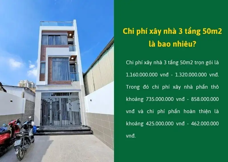 Chi phí xây nhà 3 tầng 50m2 mới nhất Xây dựng Nhất Tín