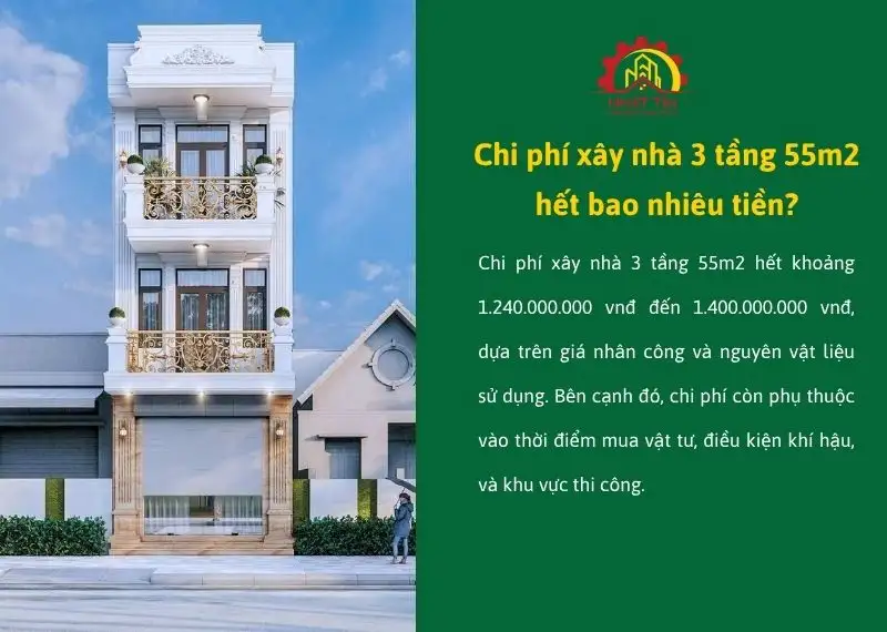 Chi phí xây nhà 3 tầng 55m2 hết bao nhiêu Xây dựng Nhất Tín