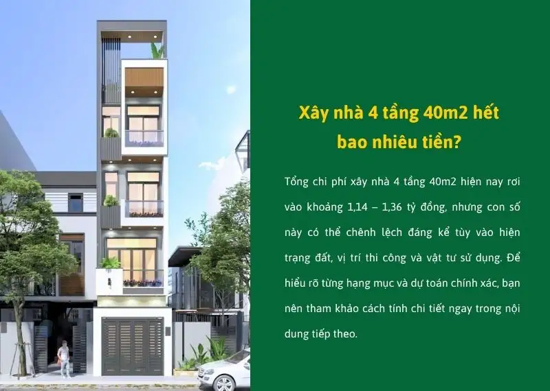 Chi phí xây nhà 4 tầng 40m2 là bao nhiêu Xây dựng Nhất Tín