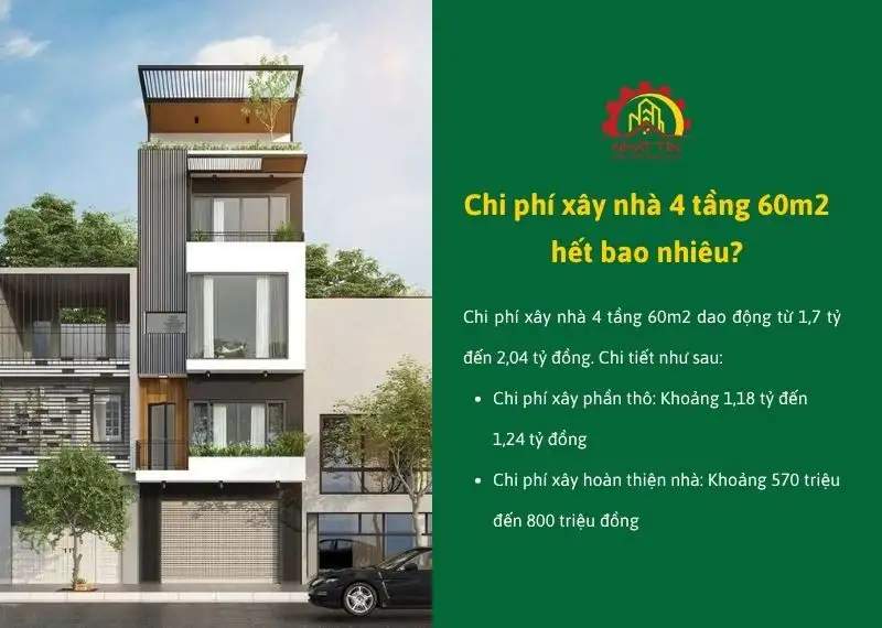 Chi phí xây nhà 4 tầng 60m2 hết bao nhiêu Xây dựng Nhất Tín