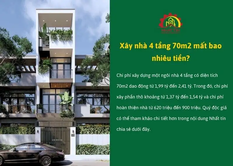 Chi phí xây nhà 4 tầng 70m2 Xây dựng Nhất Tín
