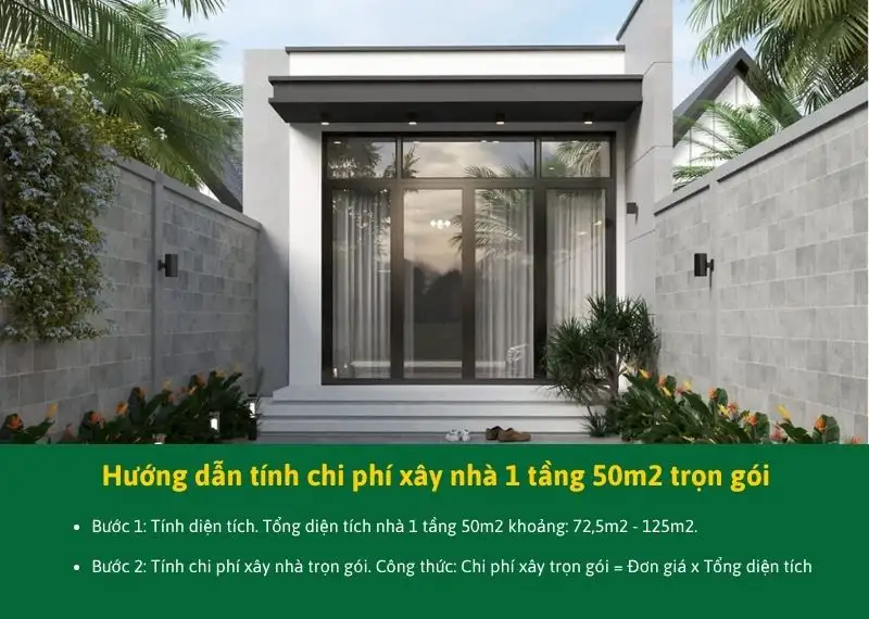 Hướng dẫn tính chi phí xây nhà 1 tầng 50m2 trọn gói Xây dựng Nhất Tín