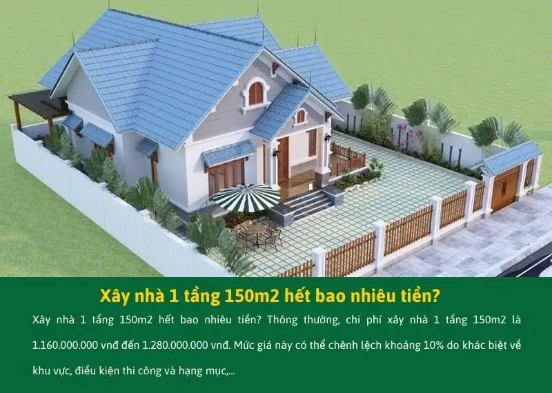 chi phí xây nhà 1 tầng 150m2 hết bao nhiêu tiền Xây dựng Nhất Tín
