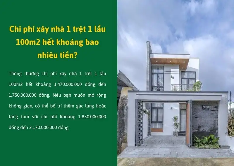 Chi phí xây nhà 1 trệt 1 lầu 100m2 mới nhất Xây dựng Nhất Tín