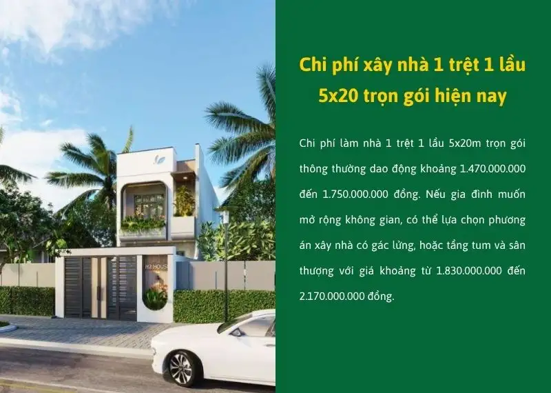 Chi phí xây nhà 1 trệt 1 lầu 5x20 trọn gói hiện nay Xây dựng Nhất Tín