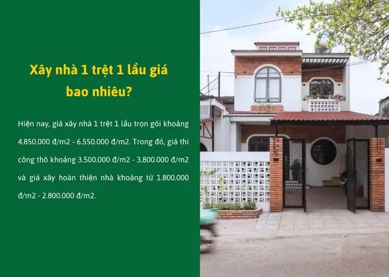 Chi phí xây nhà 1 trệt 1 lầu hiện nay Xây dựng Nhất Tín