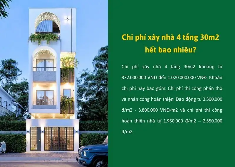 Chi phí xây nhà 4 tầng 30m2 Xây dựng Nhất Tín