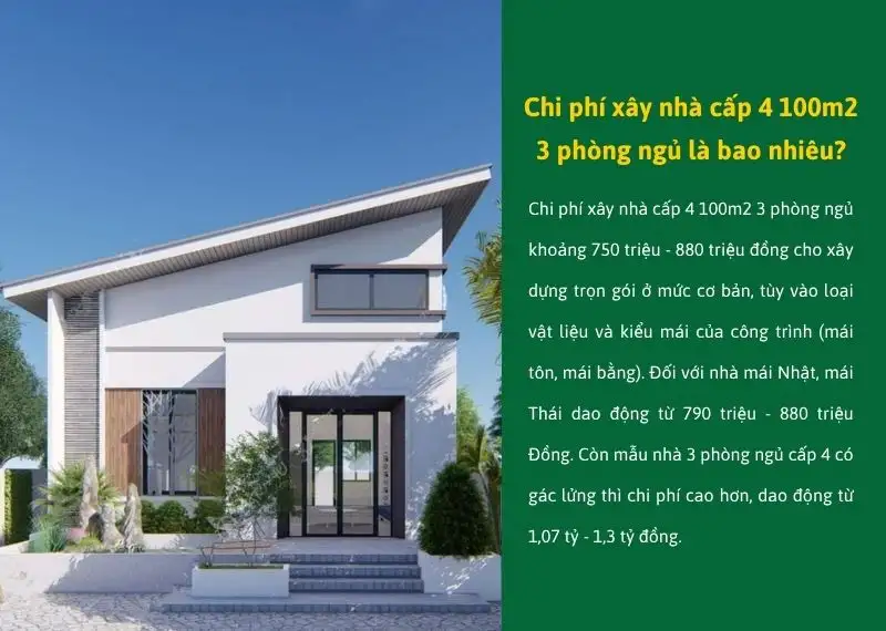 Chi phí xây nhà cấp 4 100m2 3 phòng ngủ hiện nay Xây dựng Nhất Tín