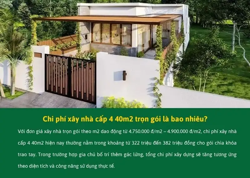 Chi phí xây nhà cấp 4 40m2 trọn gói là bao nhiêu Xây dựng Nhất Tín